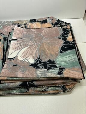 Vintage Floral Fabric Placemats & Napkins Set 5 Placemats 6 Napkins Table Linens